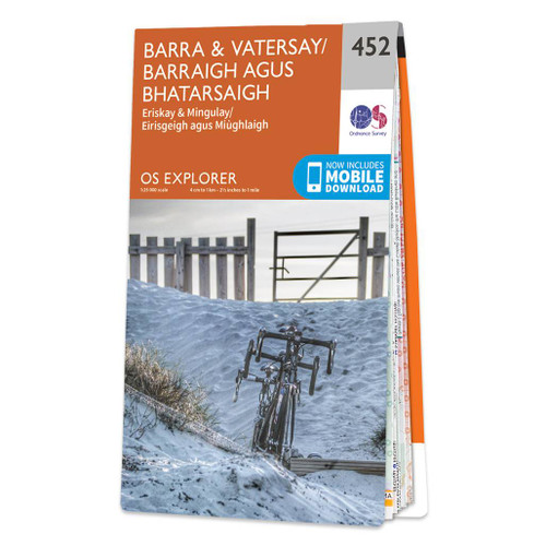 Orange front cover of OS Explorer Map 452 Barra & Vatersay