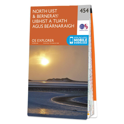 Orange front cover of OS Explorer Map 454 North Uist & Berneray