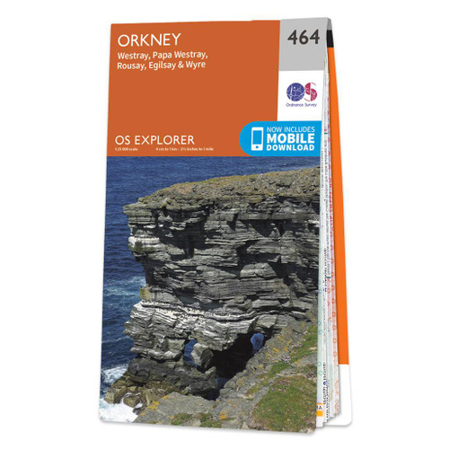 Orange front cover of OS Explorer Map 464 Orkney - Westray, Papa Westray, Rousay, Egilsay & Wyre