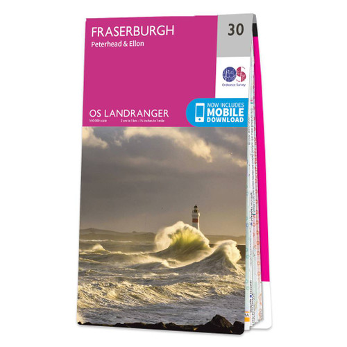 Pink front cover of OS Landranger Map 30 Fraserburgh