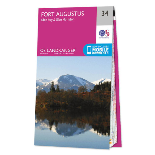 Pink front cover of OS Landranger Map 34 Fort Augustus