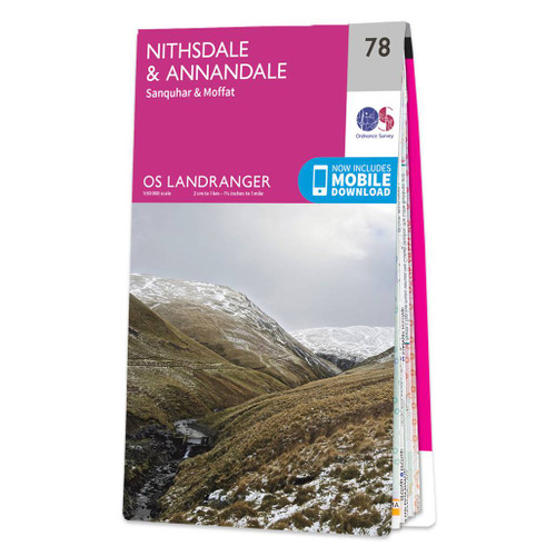 Pink front cover of OS Landranger Map 78 Nithsdale & Annandale
