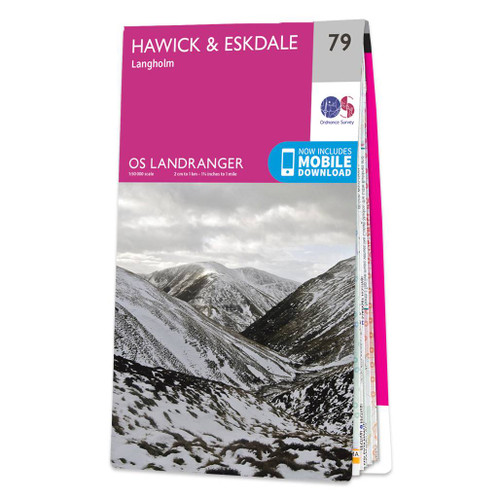 Pink front cover of OS Landranger Map 79 Hawick and Eskdale