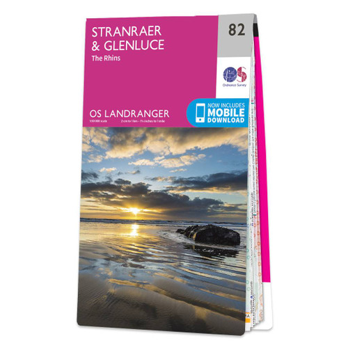 Pink front cover of OS Landranger Map 82 Stranraer & Glenluce