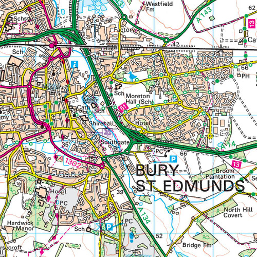 OS Map of Bury St Edmunds | Landranger 155 Map | Ordnance Survey Shop