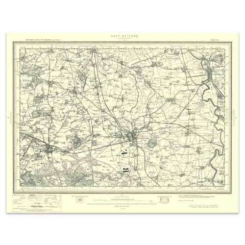 Authentic reproduction of Ordnance Survey map of East Retford 1896-1904 with a yellow tint background