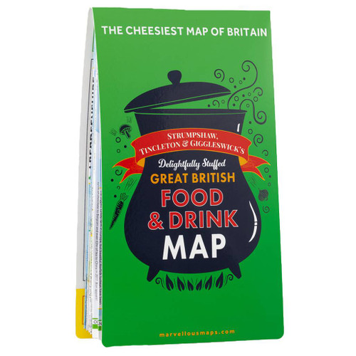 Green and black front cover of Marvellous Maps Ludicrously Moreish Great British Food Map