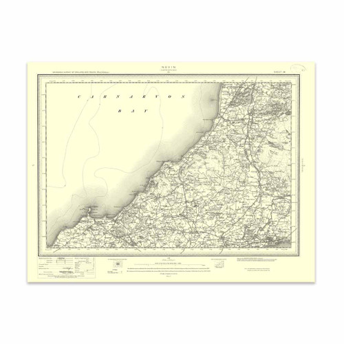 Authentic reproduction of Ordnance Survey map of Nevin 1896-1904 with a yellow tint background