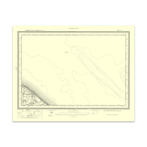 Authentic reproduction of Ordnance Survey map of Mundesley 1896-1904 with a yellow tint background