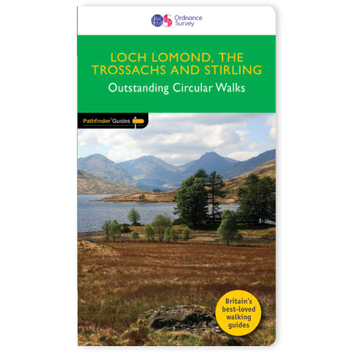 Green front cover on the OS Pathfinder Guidebook 23 -Walks in Loch Lomond, The Trossach & Stirling Pathfinder Guides with circular walks