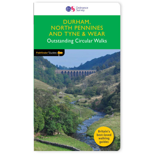 Green front cover on the OS Pathfinder Guidebook 39 - Walks in Durham, North Pennines and Tyne & Wear Pathfinder Guides with circular walks