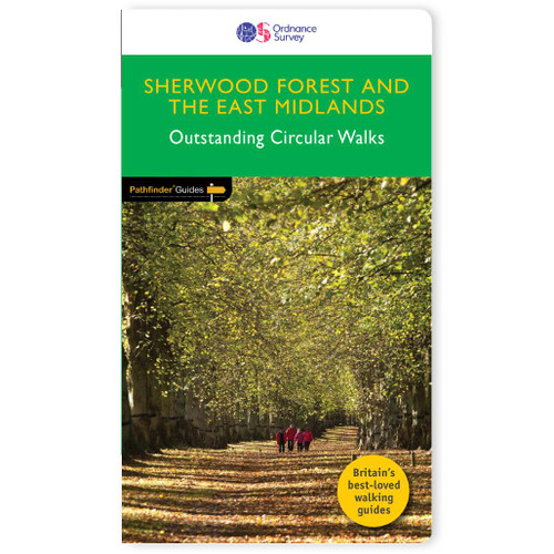 Green front cover on the OS Pathfinder Guidebook 20 - Walks in Sherwood Forest & East Midlands Pathfinder Guides with circular walks