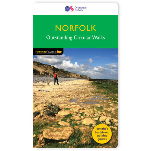 Green front cover on the OS Pathfinder Guidebook 45 - Walks in Norfolk Pathfinder Guides with circular walks