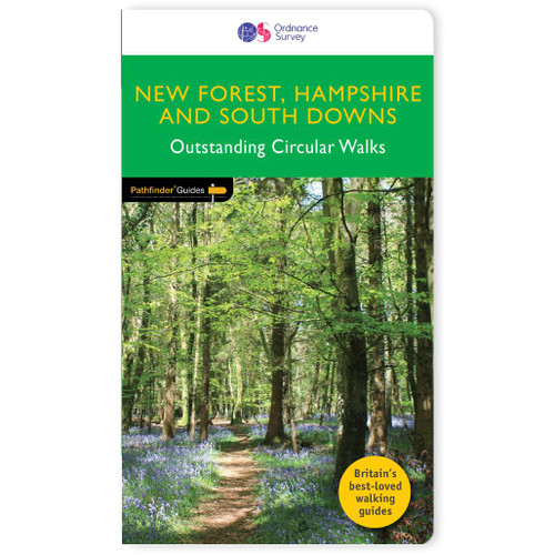Green front cover on the OS Pathfinder Guidebook 12 - Walks in New Forest, Hampshire & South Downs Pathfinder Guides with circular walks