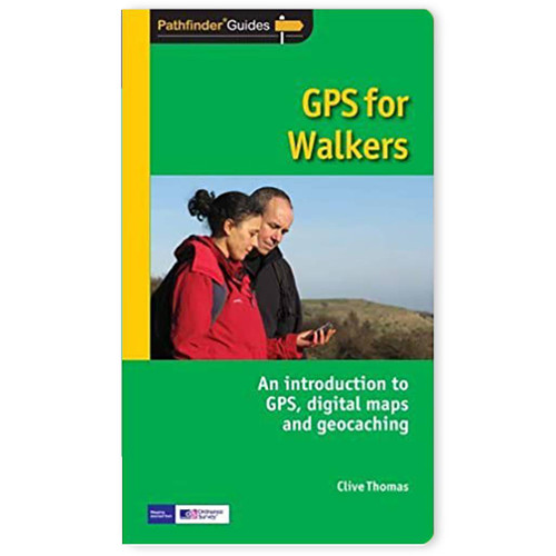Green and yellow front cover of the GPS for Walkers OS Pathfinder Guide An introduction to GPS, digital maps and geocaching