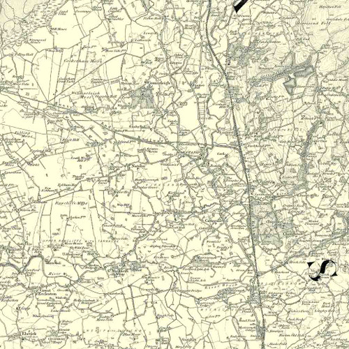 Close up of Authentic reproduction of Ordnance Survey map of Garstang 1896-1904 with a yellow tint background