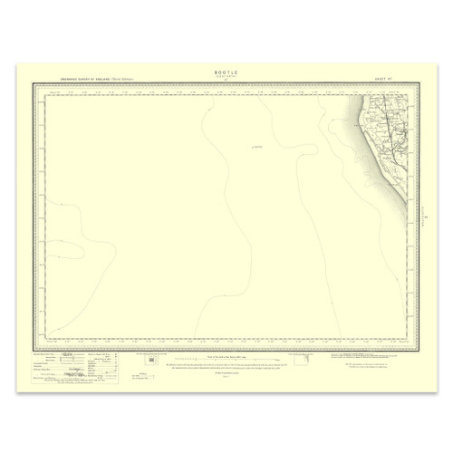 Authentic reproduction of Ordnance Survey map of Bootle 1896-1904 with a yellow tint background