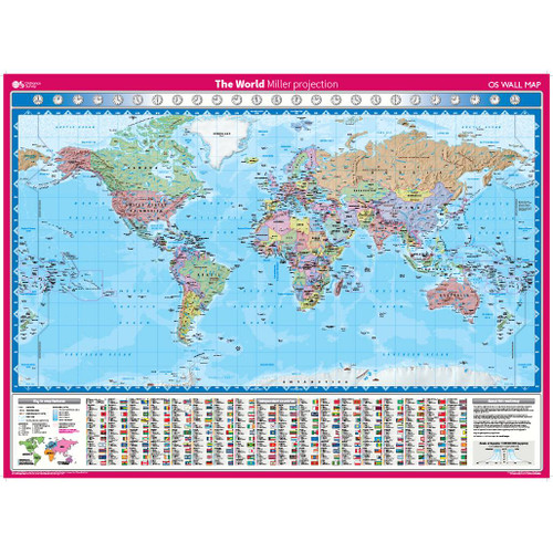 Full view of The World - Miller Projection OS Wall Map