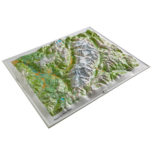 Full map view of 3D Map of Mont Blanc Massif tilted to show its 3D properties
