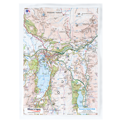 Full map view of 3D A4 Keswick Relief Map