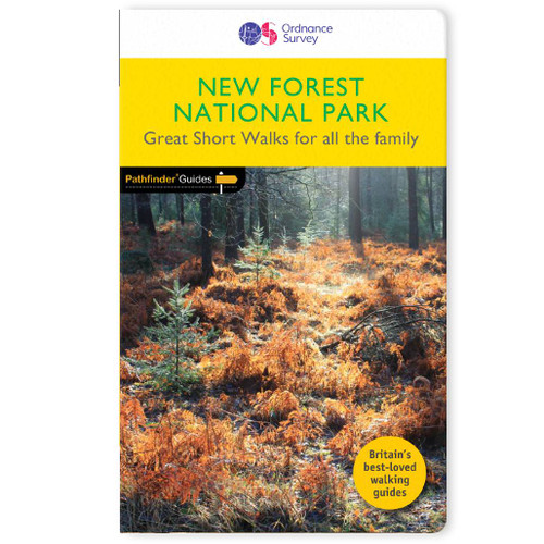 Yellow front cover on the OS Pathfinder Guides guidebook -23 for Short Walks in New Forest Great short walks for all the family