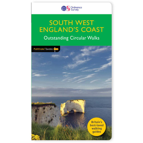 Green front cover on the OS Pathfinder Guidebook 69 - Walks in South West England's Coast Pathfinder Guides with circular walks