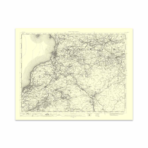 Authentic reproduction of Ordnance Survey map of Ayr 1896-1904 with a yellow tint background