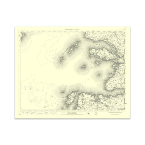 Authentic reproduction of Ordnance Survey map of Iona 1896-1904 with a yellow tint background