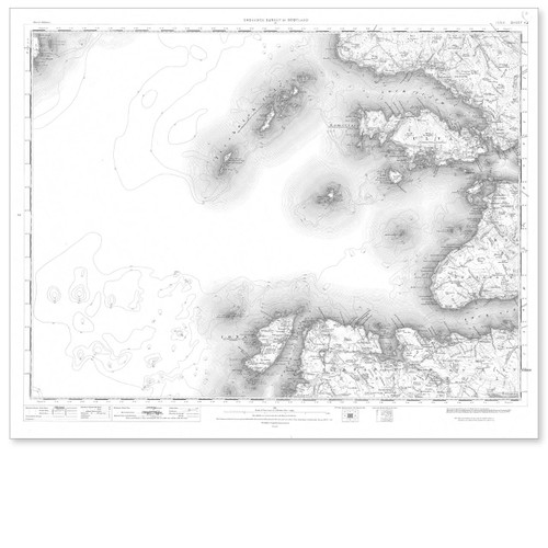 Black and white reproduction historical map of Iona and wider area