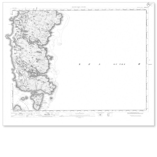 Black and white reproduction historical map of South Uist and wider area