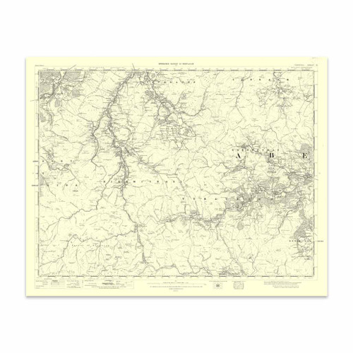 Authentic reproduction of Ordnance Survey map of Tomintoul 1896-1904 with a yellow tint background