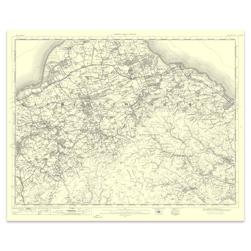 Authentic reproduction of Ordnance Survey map of Haddington 1896-1904 with a yellow tint background