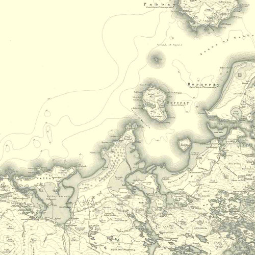 Close up of authentic reproduction of Ordnance Survey map of Sollas 1896-1904 with a yellow tint background Close up of authentic reproduction of Ordnance Survey map of Sollas 1896-1904 with a yellow tint background