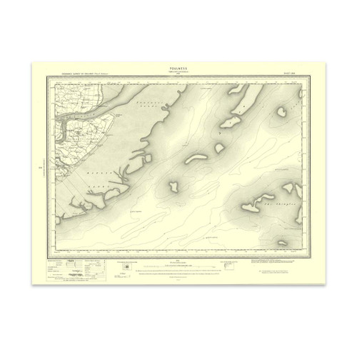 Authentic reproduction of Ordnance Survey map of Foulness 1896-1904 with a yellow tint background