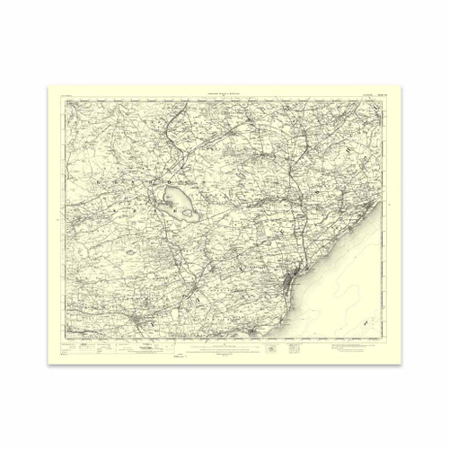Authentic reproduction of Ordnance Survey map of Kinross 1896-1904 with a yellow tint background