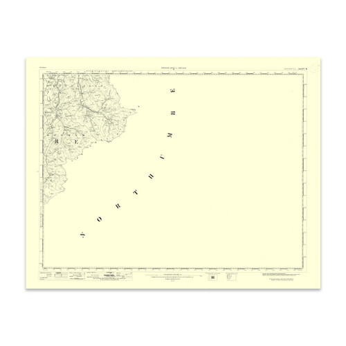 Authentic reproduction of Ordnance Survey map of Morebattle 1896-1904 with a yellow tint background
