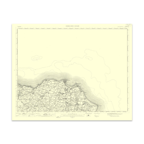 Authentic reproduction of Ordnance Survey map of Fraserburgh 1896-1904 with a yellow tint background