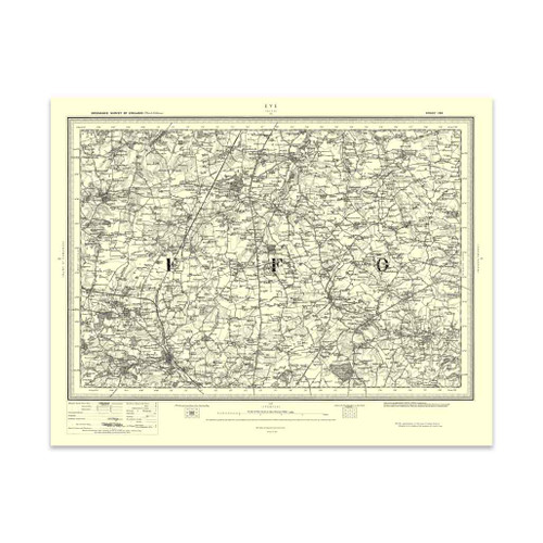 Authentic reproduction of Ordnance Survey map of Eye 1896-1904 with a yellow tint background