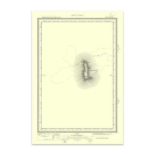 Authentic reproduction of Ordnance Survey map of Lundy Island 1896-1904 with a yellow tint background