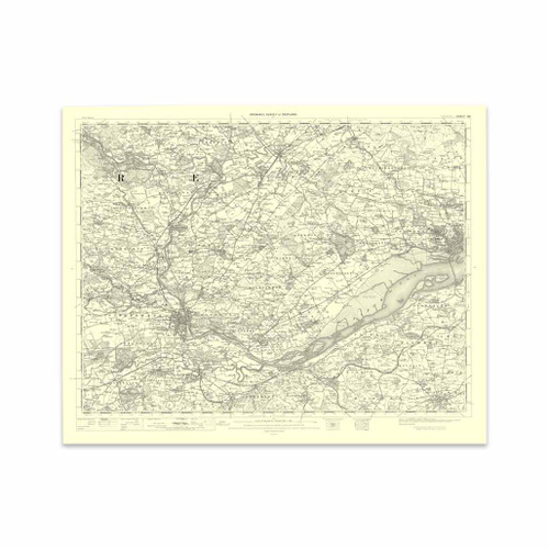 Close up of authentic reproduction of Ordnance Survey map of Perth 1896-1904 with a yellow tint background