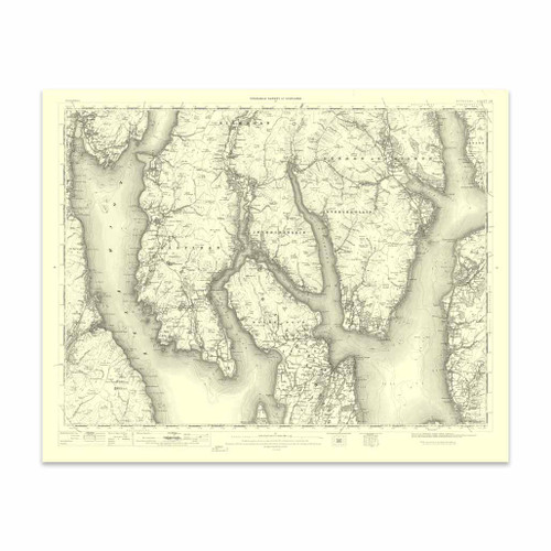 Authentic reproduction of Ordnance Survey map of Rothesay 1896-1904 with a yellow tint background