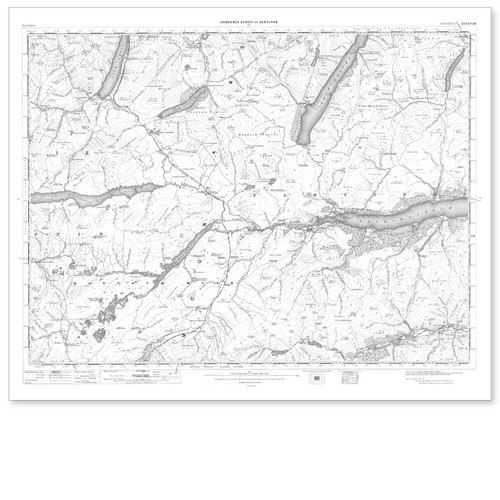 Black and white reproduction historical map of Scarborough and wider area