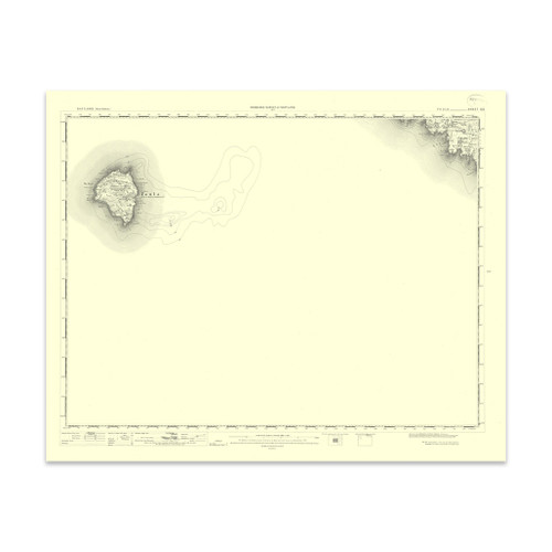 Authentic reproduction of Ordnance Survey map of Foula 1896-1904 with a yellow tint background