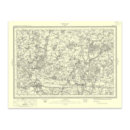 Authentic reproduction of Ordnance Survey map of Fareham 1896-1904 with a yellow tint background