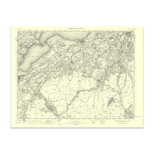 Authentic reproduction of Ordnance Survey map of Nairn 1896-1904 with a yellow tint background