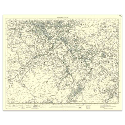 Authentic reproduction of Ordnance Survey map of Hamilton 1896-1904 with a yellow tint background