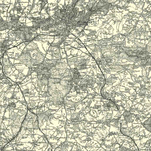 Close up of Authentic reproduction of Ordnance Survey map of Tunbridge Wells 1896-1904 with a yellow tint background