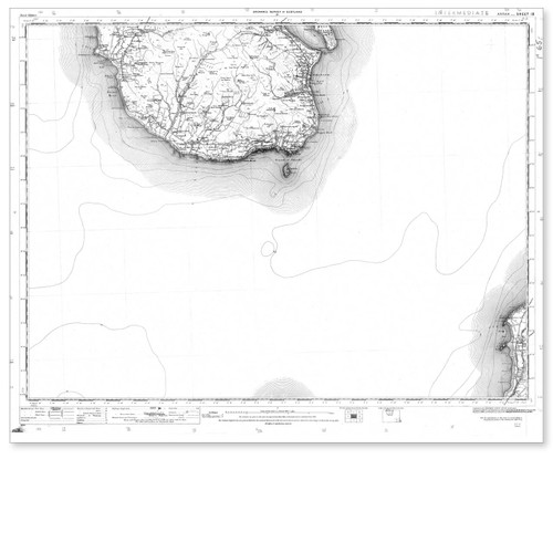 Black and white reproduction historical map of Arran South and wider area