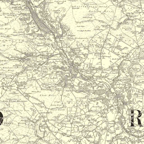 Close up of Authentic reproduction of Ordnance Survey map of Pateley Bridge 1896-1904 with a yellow tint background