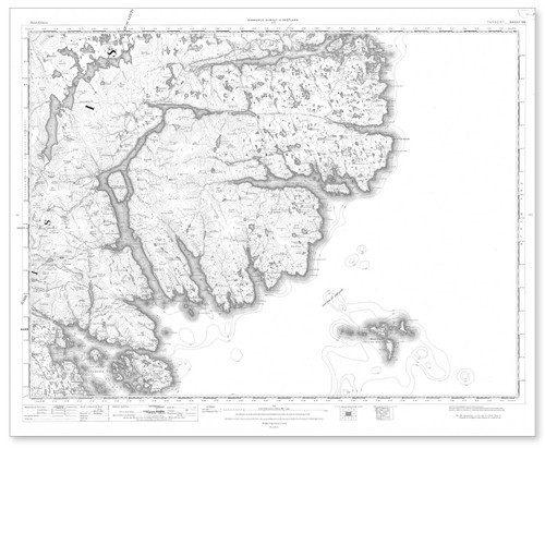 Black and white reproduction historical map of Tarbert and wider area